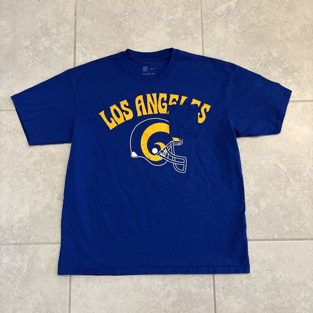 Nike Los Angeles Rams Men's T Shirt Sz Large NFL Vintage Style Blue Short Sleeve
